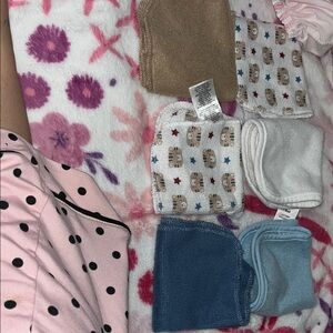 Kids Bath Washcloth Set - Blue, White, Tan